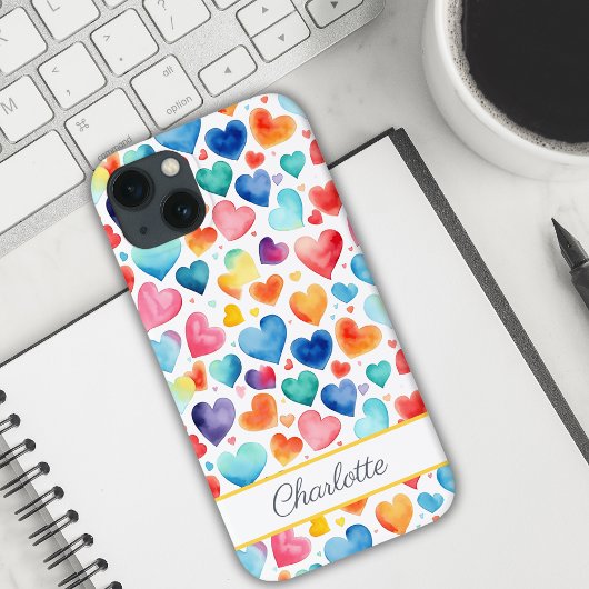Hart Waterverf Kleurrijke Schattigee Liefde Custom Case-Mate iPhone Case