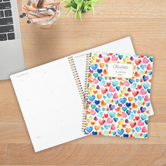 Hart Waterverf Kleurrijke Schattigee Liefde Custom Planner