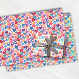 Hart Waterverf Kleurrijke Schattigee Liefde Sweet  Inpakpapier Vel