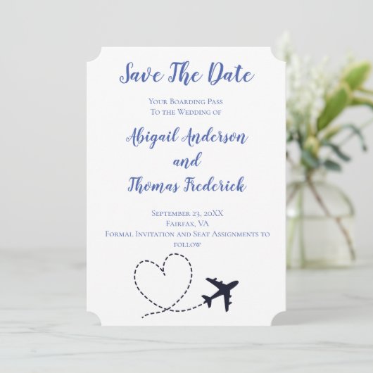 Hart Weddenschap bij instapweigering vliegtuig bes Save The Date (Staand voorkant)