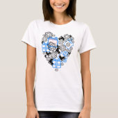 Hart winter Kerst doodle monogram script sneeuw T-shirt (Voorkant)