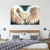 *~* Hart Witte Engel Vleugels AP78 Opal Canvas Afdruk (Insitu (Slaapkamer))