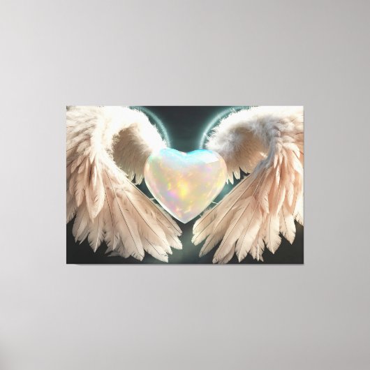*~* Hart Witte Engel Vleugels AP78 Opal Canvas Afdruk (Voorkant)