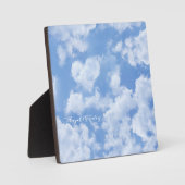 Hart Wolken Luchtige Cute Moderne Blauwe Trouw Fotoplaat (Voorkant)