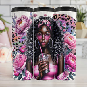 Hart Zonnebril Roze Luipaard Koffie Glam Thermosbeker