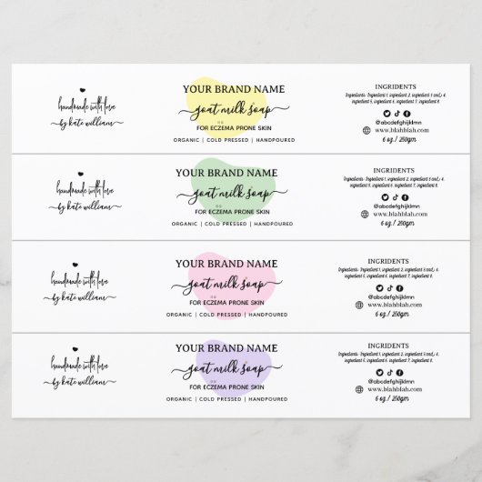 Hart Zwart & Wit Zeep Buik Band Wrap Label (Voorkant)