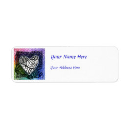 Hartadreslabel - Kleurrijk hart Etiket