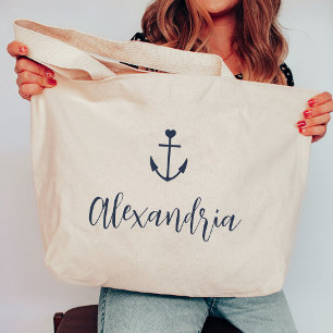 Hartanker gepersonaliseerde naam vrijgezellenfeest grote tote bag