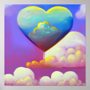 Hartballon bij zonsondergang Poster