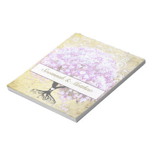 Hartblad Lavendel Boom Vintage Vogel Bruiloft Notitieblok