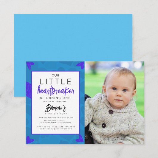 Hartbreker Kids Foto Verjaardagsfeest Bedankt (Voorkant / Achterkant)