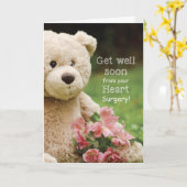 Hartchirurgie, Teddy Bear en Flowers krijgen goed Kaart (Gele Bloem)