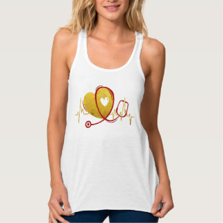 Hartcurve met medische stethoscoop 1 tanktop