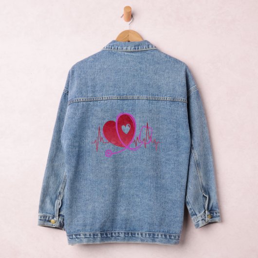 Hartcurve met medische stethoscoop 3 denim jacket (Hangar)