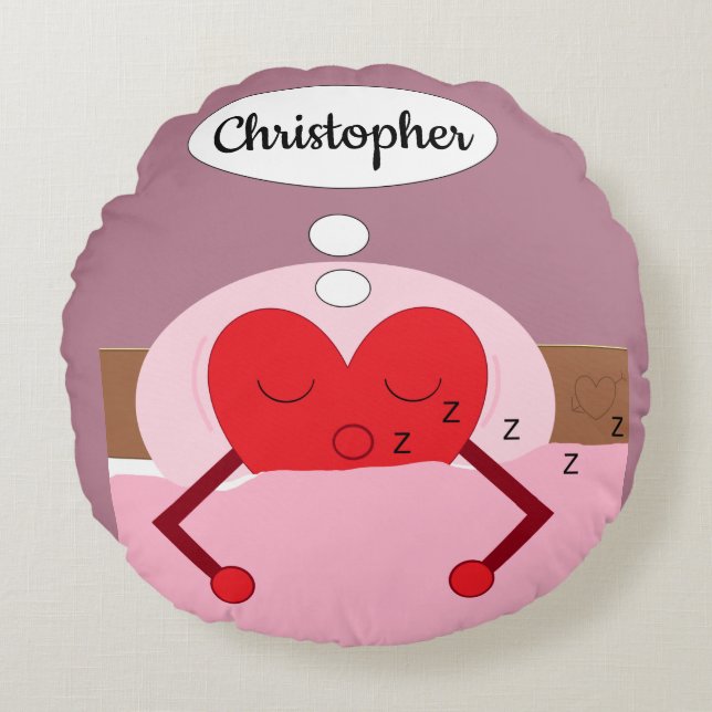 Hartdromen Roze en Paars Rond Kussen (Voorkant)