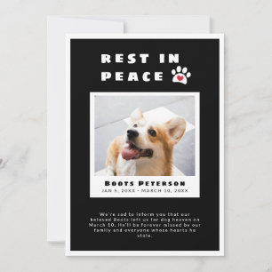 Harte pawprint Rest in Peace Black Pet Verlies fot Aankondiging