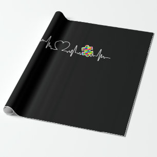 Harte puzzelstukjes hartslag Cool Autisme Awarenes Cadeaupapier