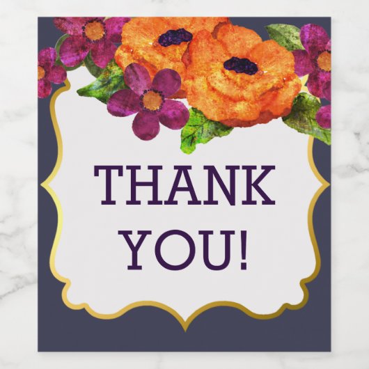 Hartelijk Bedankt! Bloemen elk etiket van de Occas (Enkel label)