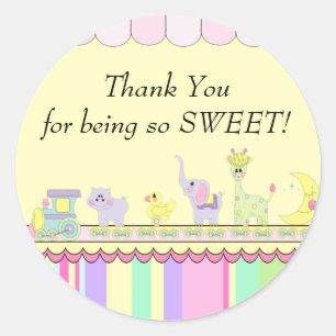 Hartelijk Bedankt! Circus Baby Train Baby shower Ronde Sticker