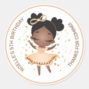 Hartelijk Bedankt! Princess Ballerina w/Bow Birthd Ronde Sticker