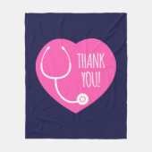 Hartelijk Bedankt | Roze hartstethoscoop Fleece Deken (Voorkant)