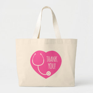 Hartelijk Bedankt Roze hartstethoscoop Grote Tote Bag