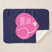 Hartelijk Bedankt | Roze hartstethoscoop Sherpa Deken (Voorkant (horizontaal))