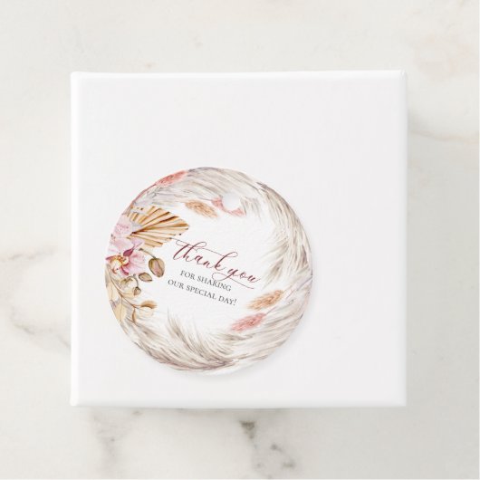 HARTELIJK BEDANKT | Rustige ivory Pampas Grass Fav Bedankjes Labels (In situ)