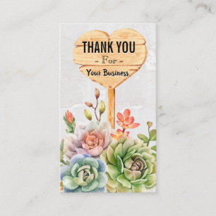 Hartelijk Bedankt Succulent Flowers Heart Sign Visitekaartje