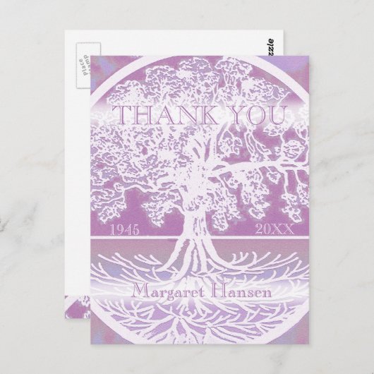 Hartelijk Bedankt | Sympathie | Levensroze boom Briefkaart (Voorkant / Achterkant)