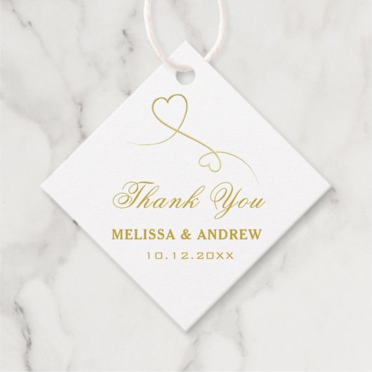 Hartelijk Bedankt | Twee gouden harten | Elegant W Bedankjes Labels (Voorkant)