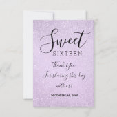 Hartelijk dank, 16-jarige Lavender Glitter Paint Bedankkaart (Voorkant)