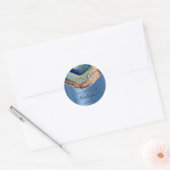 Hartelijk dank: 16e Bridal Glitter Roos Glam Blue Ronde Sticker (Envelop)