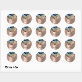 Hartelijk dank: 16e Bridal Glitter Roos Gold Blue Ronde Sticker (Vel)