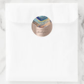 Hartelijk dank: 16e Bridal Glitter Roos Gold Blue Ronde Sticker (Tas)