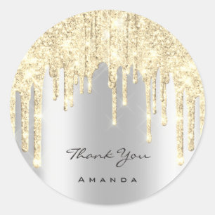 Hartelijk dank, 16e Bridal Grey Gold Glitter Spark Ronde Sticker