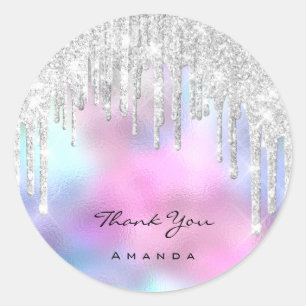 Hartelijk dank: 16e Bridal Ombre Glitter Pink Ronde Sticker