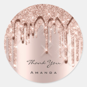 Hartelijk dank: 16e Bridal Roos Glitter 3D Ronde Sticker