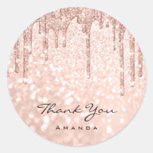 Hartelijk dank: 16e Bridal Roos Glitter Drips Ronde Sticker