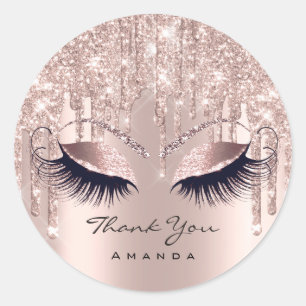 Hartelijk dank: 16e Bridal Roos Glitter Eye VIP Ronde Sticker
