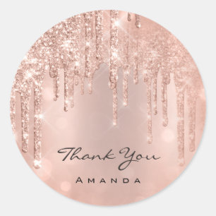 Hartelijk dank: 16e Bridal Roos Glitter Glam Ronde Sticker