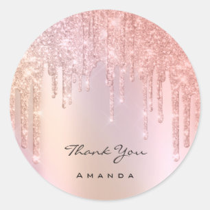 Hartelijk dank: 16e Bridal Roos Glitter Ombre Ronde Sticker
