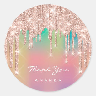 Hartelijk dank: 16e Bridal Roos Glitter Ombre Ronde Sticker