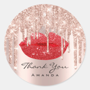 Hartelijk dank. 16e Bridal Roos Rode Lips Ronde Sticker
