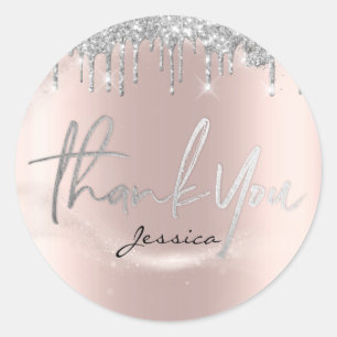 Hartelijk dank, 16e Bridal roze zilver glitter Ronde Sticker