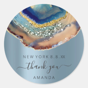 Hartelijk dank, 16e Bridal Wedding Smoky Blue Navy Ronde Sticker