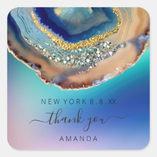 Hartelijk dank, 16e Bridal Wedding Stone Blue Navy Vierkante Sticker