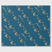 "Hartelijk dank" 3D Silvery Roos op Ocean Blue Cadeaupapier (Vlak)