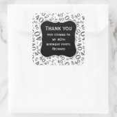 Hartelijk dank: 40th Birthday Black/White Pattern Vierkante Sticker (Tas)
