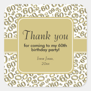 Hartelijk dank: 60e verjaardag Nummer patroongoud/ Vierkante Sticker